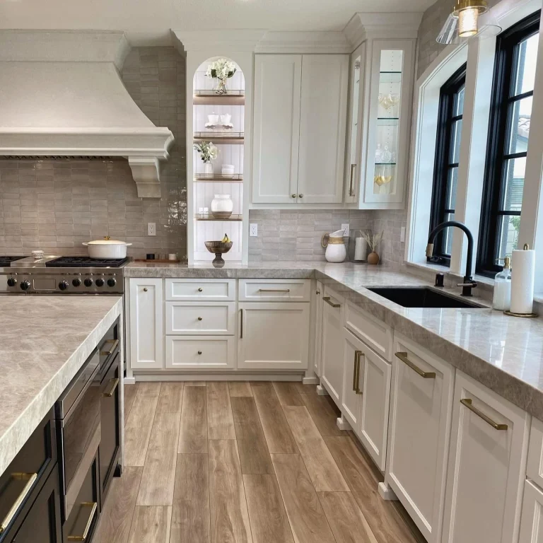 Countertops — Kitchen Waterfall Edge Quartz Forest Hills Grand Rapids MI — photo 1